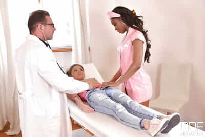 Brown nurse Jasmine Webb removes clothes teen queen Gina for act of love with doctor